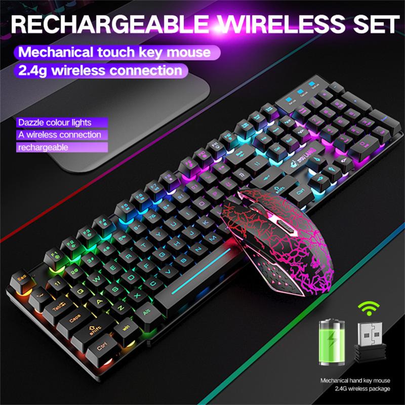 

T3 Wireless Gaming Keyboard and Mouse Combo with Rainbow LED Backlit Rechargeable 4000mAh Battery Mechanical Ergonomic 3 pack