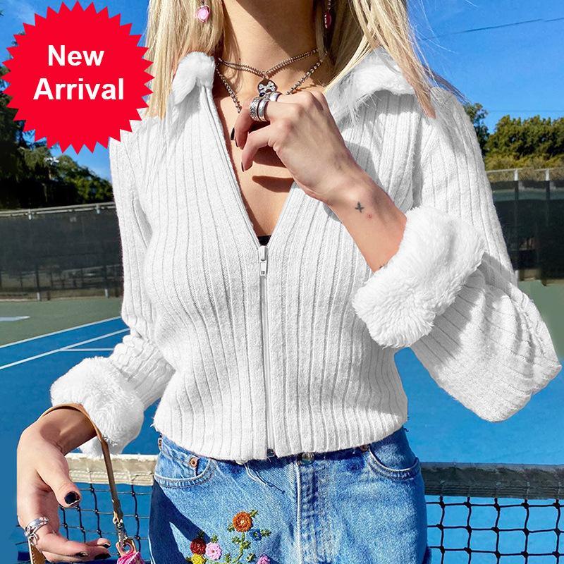 

2021 New Runway Fashion Designer Short Coat New Female Street Trend Manga Long Casual Jacket Chic Sexy Cardigan Lapel Jsgz, White