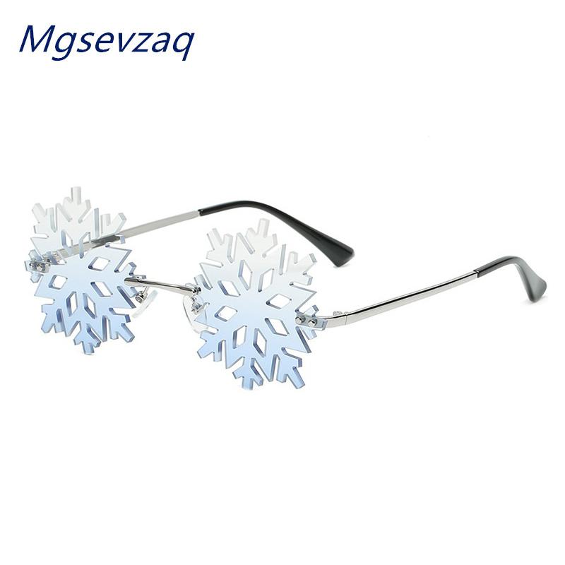 

New Fashion Christmas Snowflake Women Sunglasses High Quality Trendy Gorgeous Classic Frameless Party Prom Funny Sun Glasses