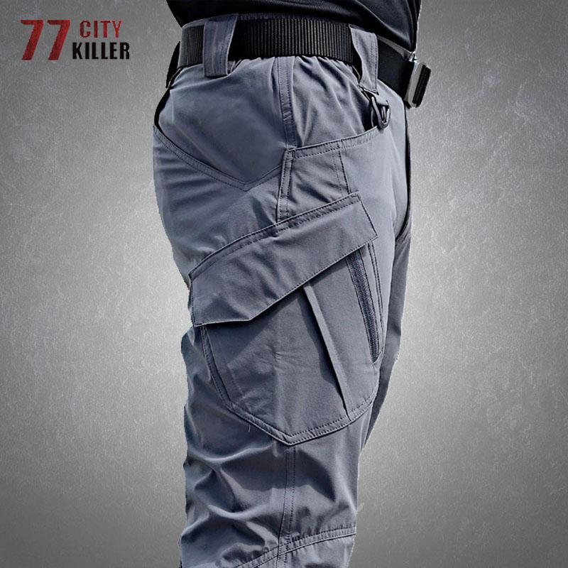 

IX9 Tactical Pants Waterproof Cargo Pants Men Breathable SWAT Army Solid Color Combat Trousers mens Work Joggers -5XL, Gray