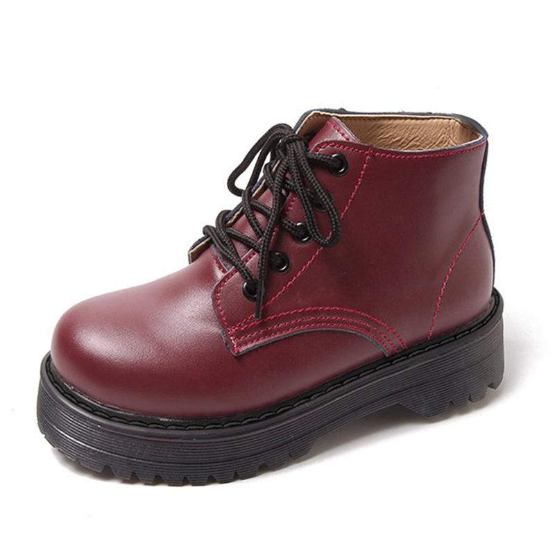 

2020 New Women Boots Platform Shoes Autumn Women Boots Ankle Rubber Lace-up High Heel Female lady, Black