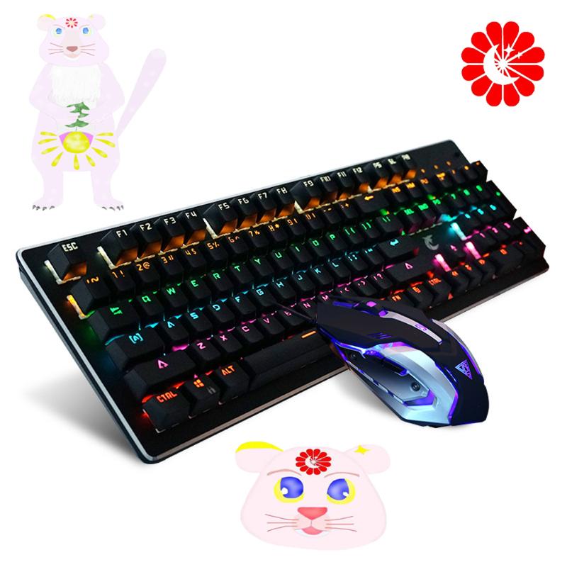 

wired USB gaming mechanical backlit keyboard and mouse combos for computer gamers PC laptop