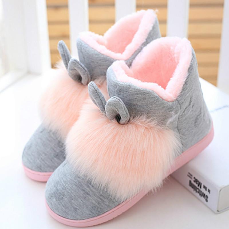 

Winter Warm Shoes Home Warm Floor Boots Fur Non-slip Boots Women Ladies Soft Cotton Shoes