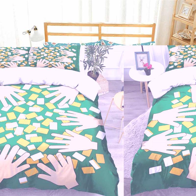 

HELENGILI 3D Bedding Set Mahjong Print Duvet Cover Set Bedcloth with Pillowcase Bed Home Textiles #MJ13, As pic