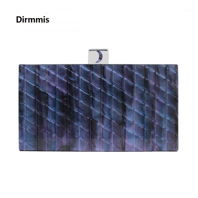 

New Fashion Wallet Women Acrylic Cute Handbag Blue Striped Woman Evening Bags Luxury Wedding Bags Vintage Box Purse Clutch1, O chains