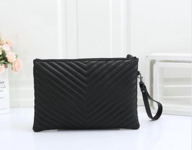 

New Travel Toiletry Pouch Protection Makeup Clutch Women Leather Waterproof designer Cosmetic Bags For Women 8822-2 30x21x0.5cm, Black