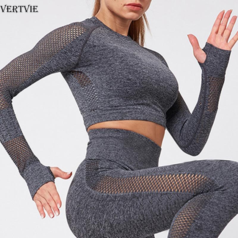 

Women Seamless Rib Yoga Set Gym Outfits Fitness Leggings Crop Shirts Sport Suit Women Long Sleeve Tracksuit Active Wear, Light blue set