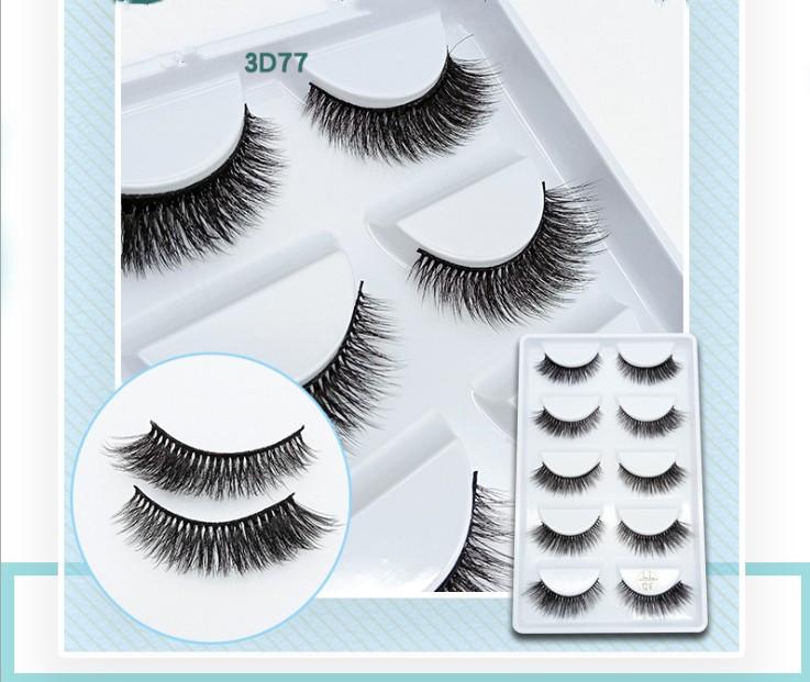 

QUXINHAO 5 Pairs lashes Natural 3D Faux Mink Eyelashes Thick HandMade Full Strip Lashes Volume Soft Mink