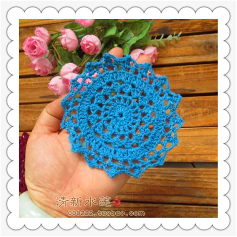 

new crochet fabric doilies placemat tableware for home decoration felt 30 pic/lot 11 cm round pad coaster tea cup holder C1210