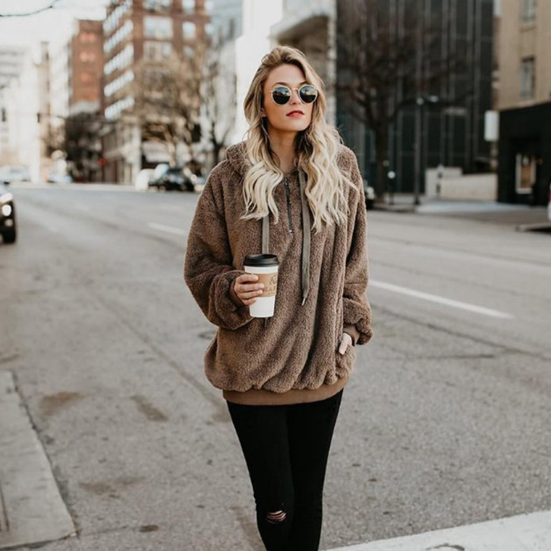 

Manga comprida com capuz feminino, Burgundy