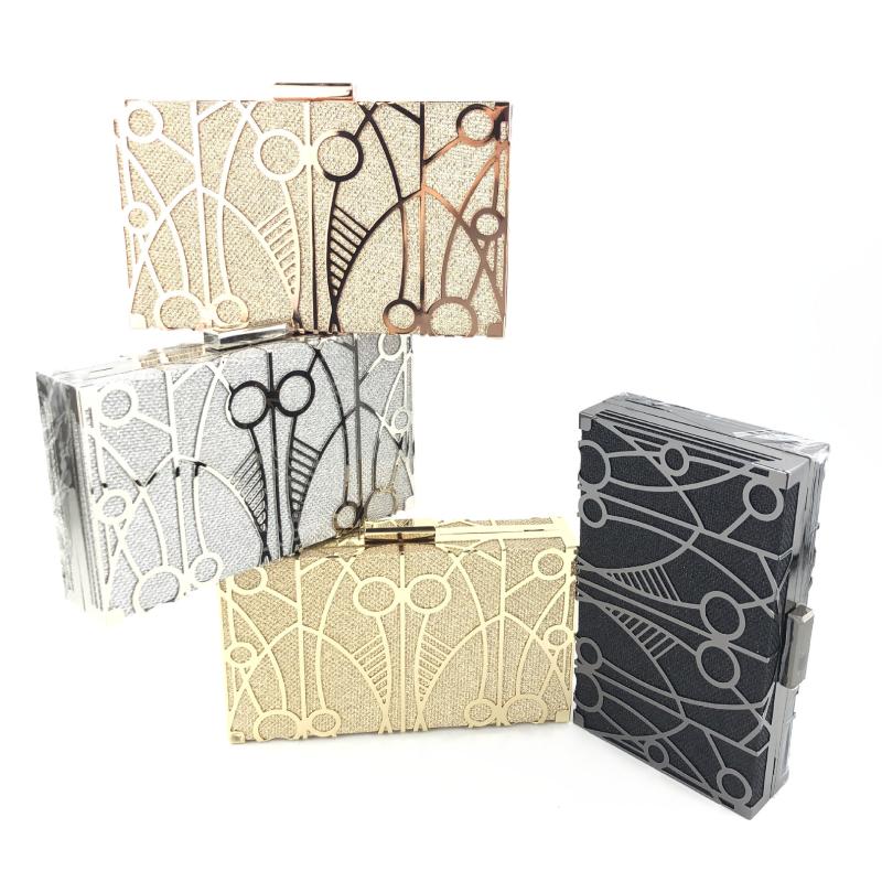 

Best Christmas Gift Black Metal 4 Colors Women Party Purse Prom Chain Handbags Fashion Ladies Dinner Phone Case Mini Clutches, Champagne