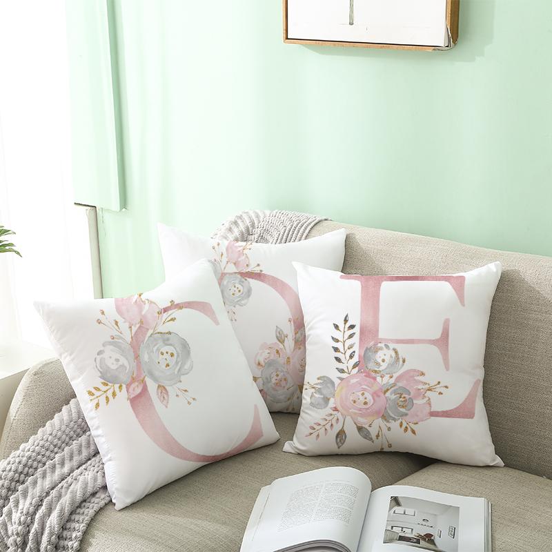 

26 letters pink decorative pillow cushion cover pillowcase sofa polyester cushion pillowcase cuscini decoration Pillow Case