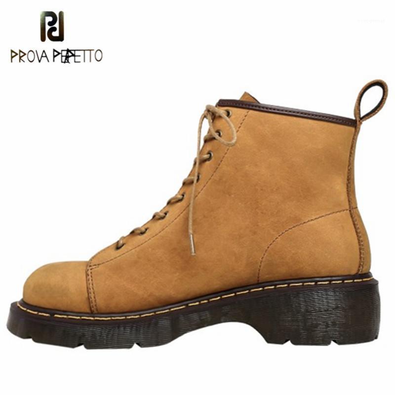 

Prova Pefetto Spring And Autumn Platform Boots Solid Color Lace-Up Shoes Fashion Round Toe Sewing Short Boots Plus Size 34 - 451, Gray