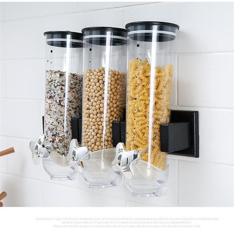 

1.5L Cereal Dispenser Double Single Dry Snack Grain Canister Plastic Storage Container Kitchen Organization Accessories1