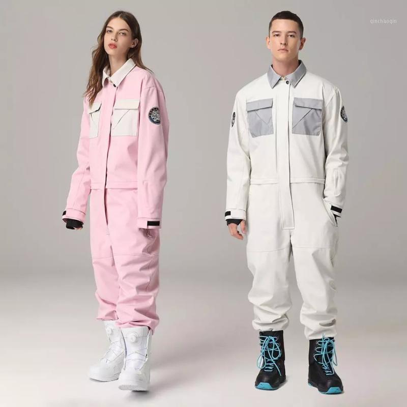 

One-piece Couple Ski Suit Men Women Snowboard Set conjoined Snow Board Jacket Pants One Piece Loves Ski Trousers and Jacket Set1, Men white