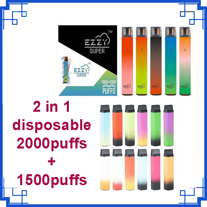 

2021 Ezzy Super 2 In 1 cigarette Design empty Disposable pods 900mAh 1500puffs Battery 8.0ml Pod 2000Puffs vs air bar lux max flex