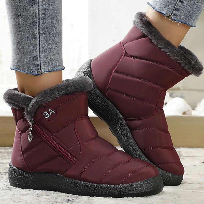 

Women Ankle Boots Winter Snow boots Ladies Waterproof Short Botas Plush Warm Flats Shoes Women Black Zipper Bottes Femme 2020, Gray