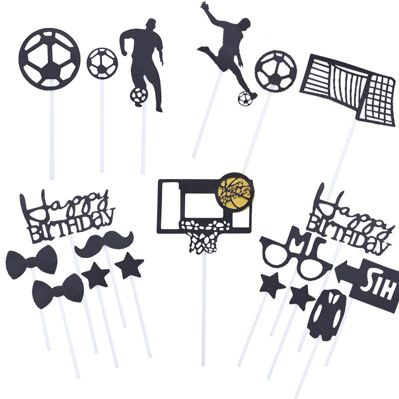 

5 Sets Creative Football Theme Happy Birthday Party Cake Toppers Baking Decoration Supplies Boys Birthday Party Cake Decorations