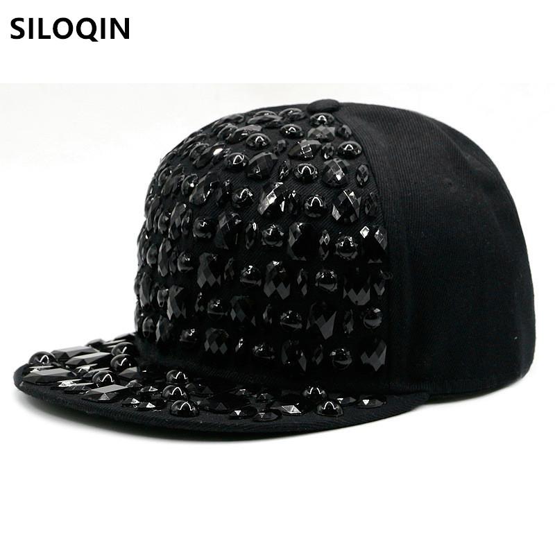 

SILOQIN Novelty Bright Block Headwear Decoration Hip Hop Caps For Men Women 2021 Spring Flat Brim Cap Adjustable Size Couple Hat, Style-4