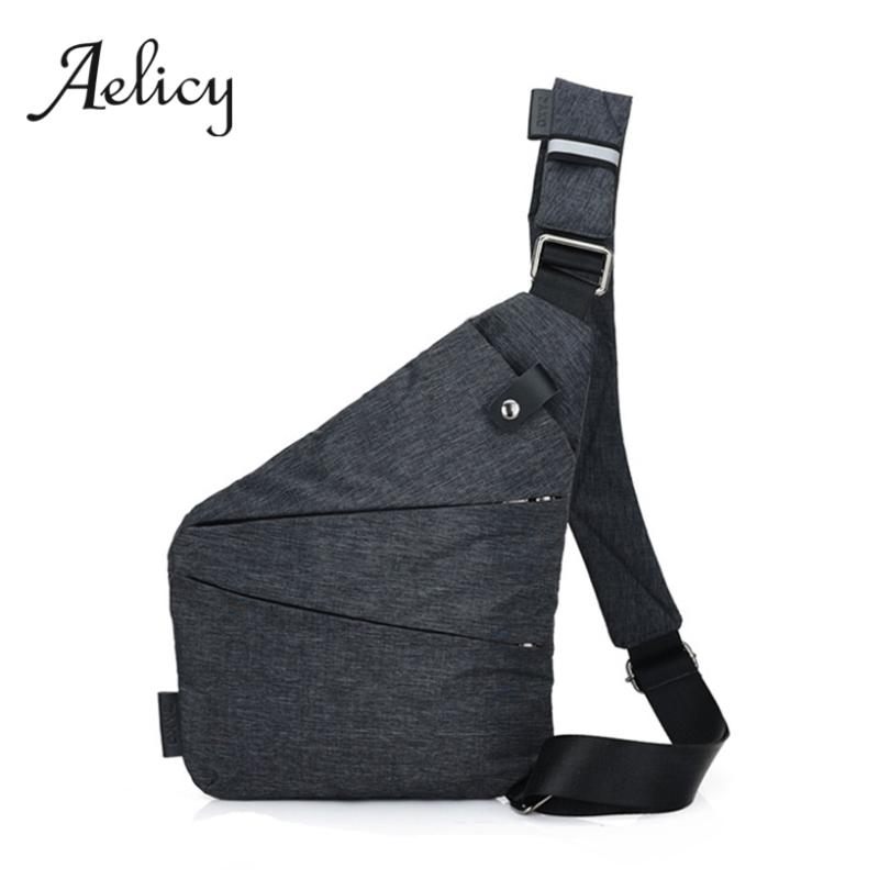 

Aelicy Mens Diagonal Chest Pack Close-fitting Business Anti-Theft Chest Bag Male Canvas Outdoor Sports Magnetic Button Bag, Sky blue