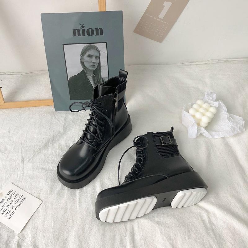 

boots women 2021 new autumn / winter side zipper British style thin and slim, small and fashionable short boots fashion, Black