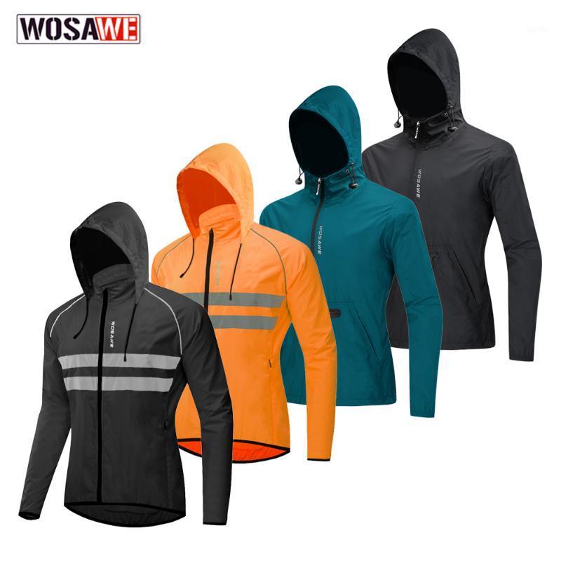 

WOSAWE Men's Cycling Jackets Hooded Reflective Riding Jackets Waterproof Cycle Clothing Bike Long Sleeve Jerseys Windbreaker1, 221-black