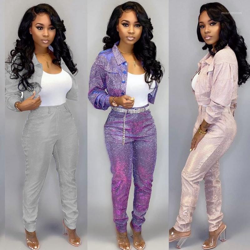 

Party Club 2 Piece Set Women Festival Clothing Sexy Women Set Autumn Tracksuit Glitter Bodycon Casual Two Piece Matching1, Gray