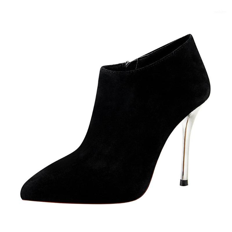 

LTARTA Women Fashion Simple Super High Heel women's Boots Pointed Suede Sexy Nightclub Was Thin And Bare Boots DS-8663-21, Black