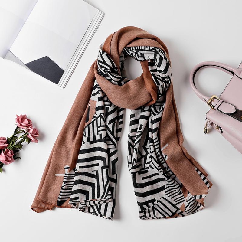 

Women Scarves Autumn Winter Cotton Linen Scarf Female Yellow Animal Stripes Warm Long Fashion Womens Scarfs For Mother Gifts