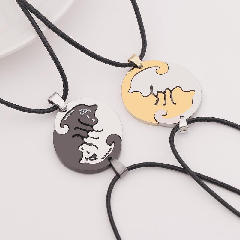 

Couple Pet Necklace HIgh-grade Cute 2 Dogs Hug Mosaic Rope Chain For Girlfriend Boyfriend Clavicle Collar Choker Necklace Gift