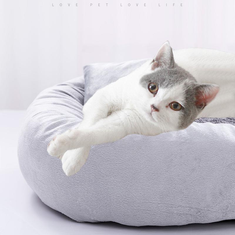 

Waterproof Bottom Round Soft Fleece Warm Winter Sofa Bed Washable Short Plush Cat Kennel Washable Cat Beds Small Pet Bed1