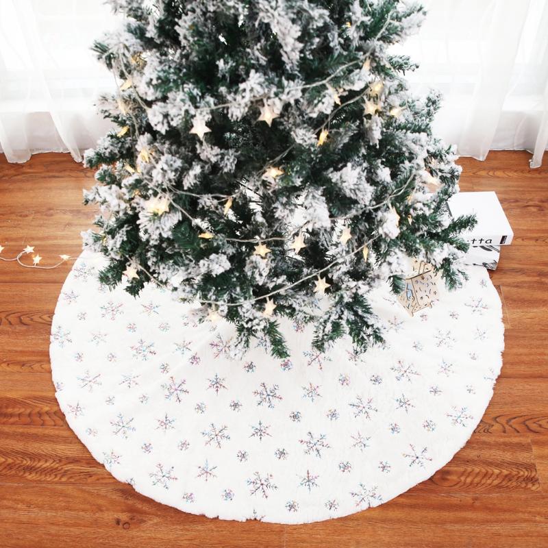 

Christmas Tree Skirt Plush Sequins Embroidered Solid Color Christmas Tree Skirt Apron Holiday Party Ornaments
