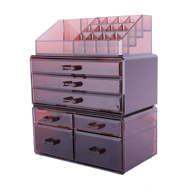 

SF-1122-3 3pcs/set plastic cosmetic storage rack transparent 4 small and 3 large drawer coffee life190813302, 86066091