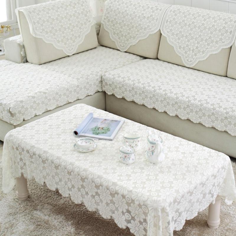 

New Table Cloth Hollow Lace Tablecloth Dustproof Table Cover Cotton Cabinet Cover European Style Home Decor Living Room Supplies1