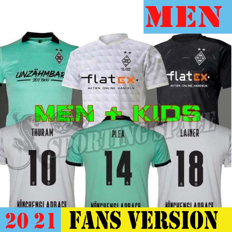 

men 20 21 MÖNCHENGLADBACH soccer jersey120th anniversary Gladbach 2020 2021 Monchengladbach THURAM LAINER PLEA Borussia Football shirt Adult, White no patch