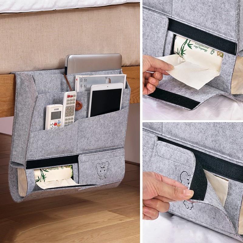 

Yeahmart Bedside Storage Bag Pocket Felt Bed Hanging Organizer Book Magazine TV Remote Caddy Bunk Holder For Table Sofa Bed Grey1