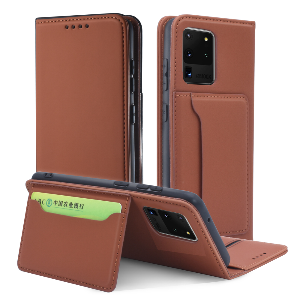 

Magnetic Real Flip Leather Cases For Samsung Galaxy S21 Ultra S20 FE Note 20 Plus A72 A52 A42 A32 A22 A12 4G 5G A03s A02s A02 Wallet Card Phone Case, Brown