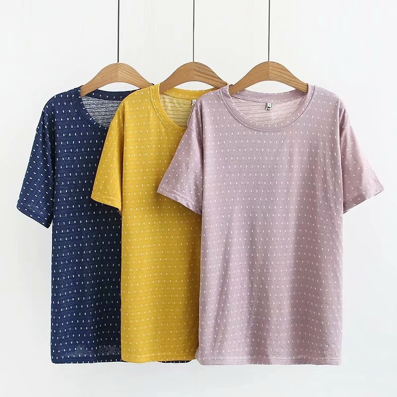 

Fashion Plus Summer Pretty Tshirts Polka Dot Printed Vintage Shirts Simple Streetwear Feminine Tops 2mr7, Pink