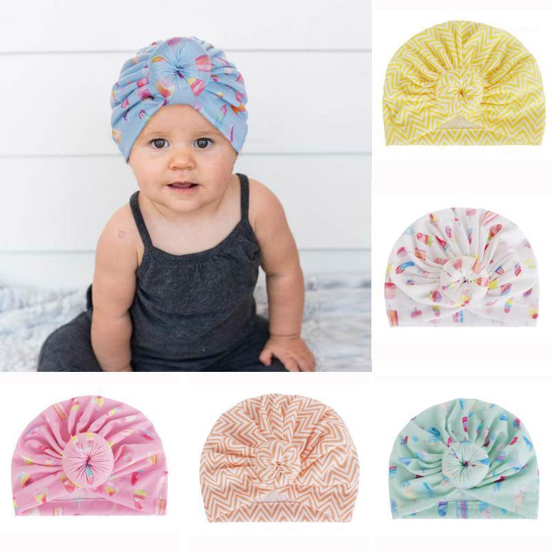 

2020 Arab Unisex Fashion newborn cotton baby soft hats for baby girls Toddler Cute Boys Printed Knot Hemming Arabic Hat Cap1, Blue