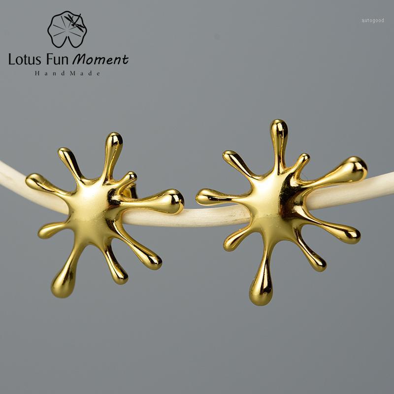

Stud Lotus Fun Moment Real 925 Sterling Silver Natural Handmade Designer Fine Jewelry Splashing Metal Earrings For Women1
