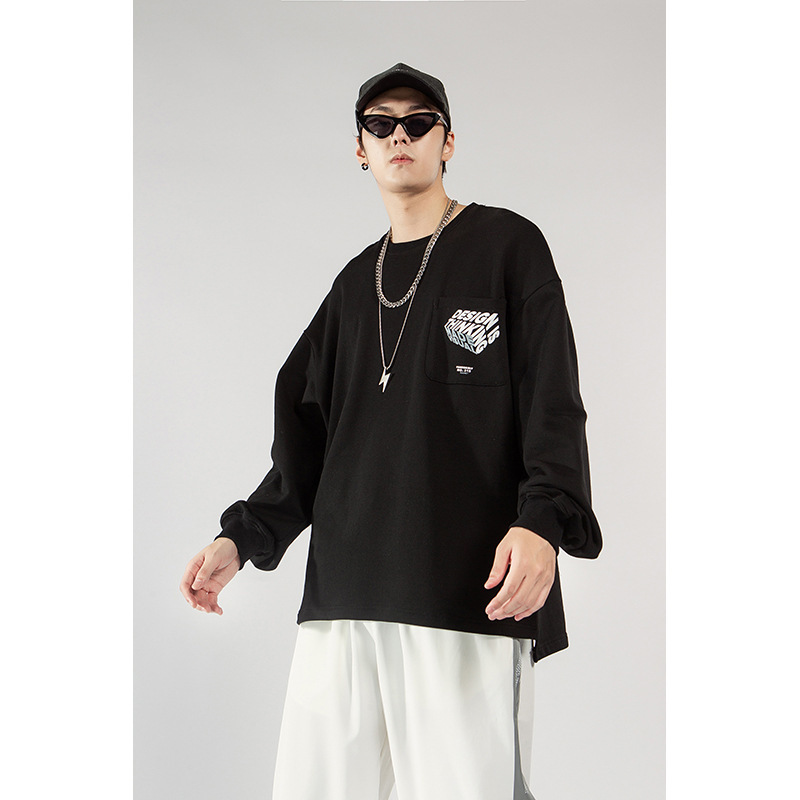 

Visual 2020 New Effect Printed European and American Sweater Vest Casual Pocket Simple Male Sweatshirt 8708, Black