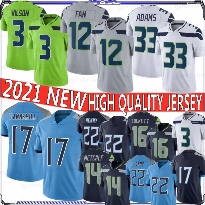 

3 Russell Wilson 17 Ryan Tannehill 12 Fan 22 Derrick Henry 33 Jamal Adams 14 DK Metcalf 54 Bobby Wagner 16 Tyler Lockett New Football Jersey, Black;red