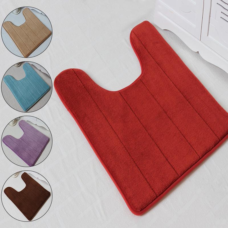 

1pcs 40*60cm Bathroom Coral Fleece Carpet U-Shaped Memory Foam Bath Mats Rug Anti-slip Floor Carpets For Hotel Restroom Toilet