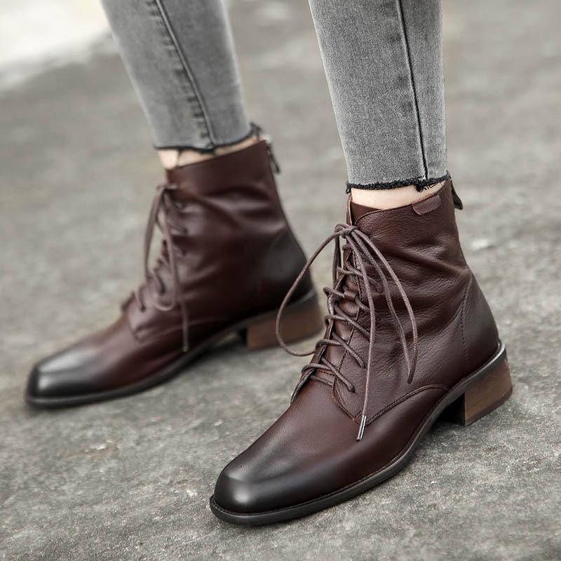 

Bright2021 Autumn Handsome Women New Versatile British Style Bottom Square Head Thi Heel Short Boots Breathable High, Black single lining