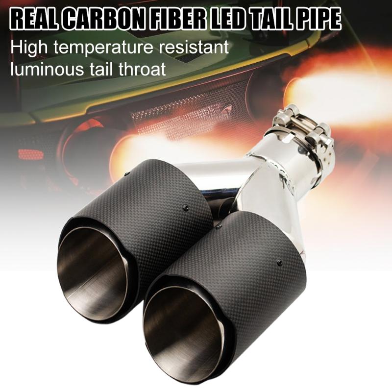 

Manifold & Parts Lighted Exhaust Pipe Tip True Carbon Fiber Single/Dual Muffler Stainelss Steel Tailpipe Car Styling Decoration