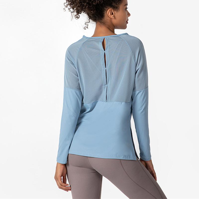 

2021 Thin Sports T Shirt Sportswear For Women Gym Long Sleeve Mesh Splice Running Fitness Tops Loose Quick Dry Yoga Blouse  XL, Black