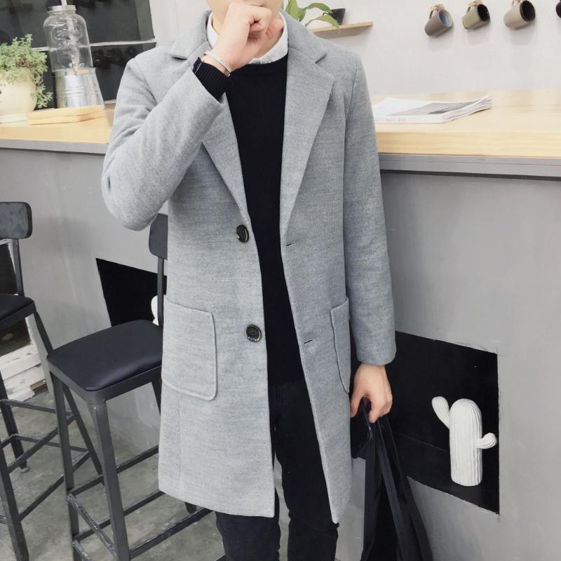 

autumn winter men business casual long woolen Trench coat Wool & Blends young men casual, Tan;black