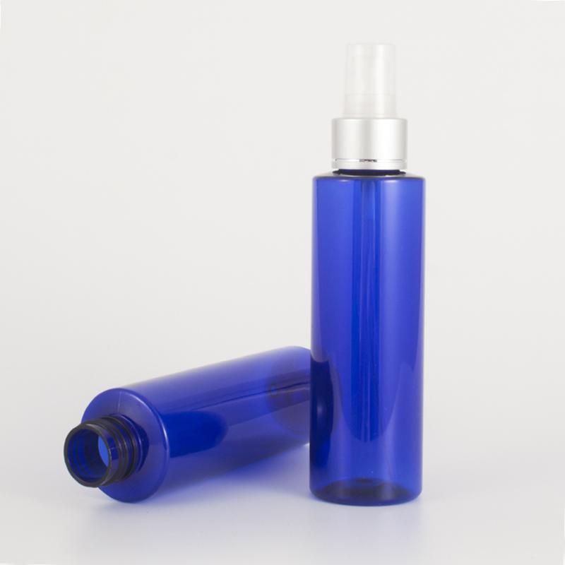 

150ml 40pcs/lot Empty Perfume Spray Bottle Blue Plastic Bottle With Silver collar Sprayer Pump Container home reuse