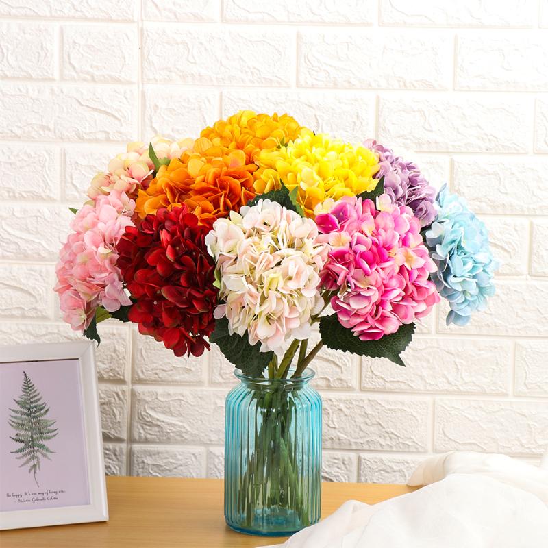 

New Artificial Flowers Hydrangea Bouquet for Home Decoration Flower Arrangements Wedding Party Decor artificial home decoration, Beige