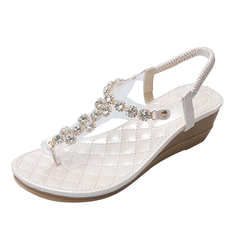 

Vogue WoMen Summer Casual Wedges Rhinestone Beads Sandals Wearable Sandals Shoe British Wind Wedge Heel Princess Shoe May 31, Black